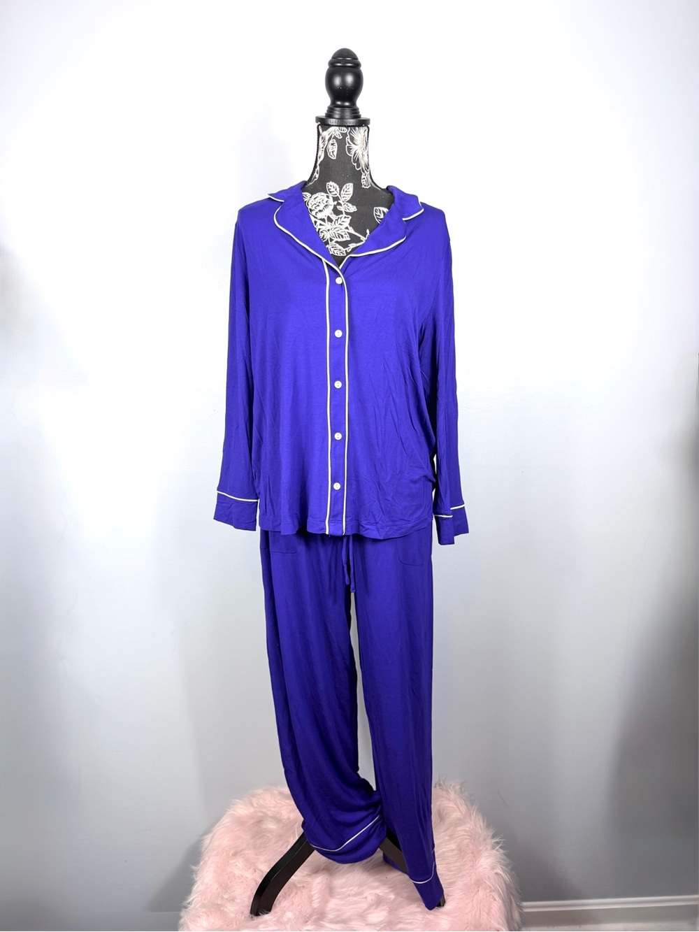 NWT Soma purple cool nights notch collar super stretch pajama set size M/L